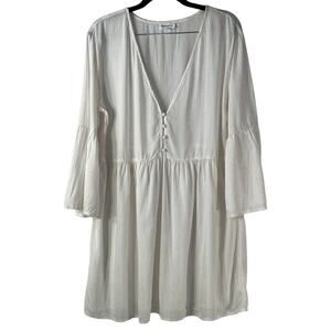 Summersalt Beige & White Striped Tunic Beach Cover Up Regular Size Small